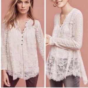 EUC Anthropologie Floreat Lace Scallop Top